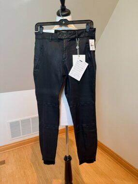 DL1961 Florence Cropped Mid-Rise Intrasculpt Wax-Coated Skinny Jeans.